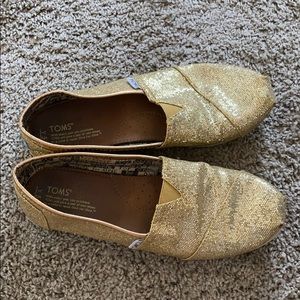 Toms gold sparkling shoes